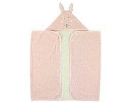 grande serviette de bain avec capuche, lapin rose