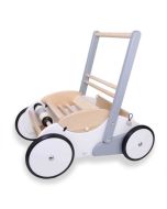 Lauflernwagen Holz Geschenkidee ab 12 Monate, Gratis Versand, Bajo weiss und grau